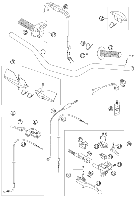 Sprängskiss: Handlebar, Controls – KTM 450 SXS 2006