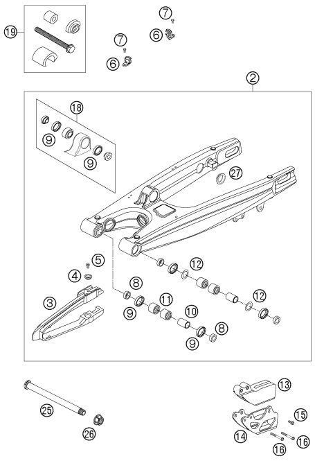 Sprängskiss: Swing Arm – KTM 125 SXS 2006
