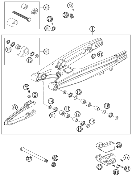 Sprängskiss: Swing Arm – KTM 450 SXS 2006