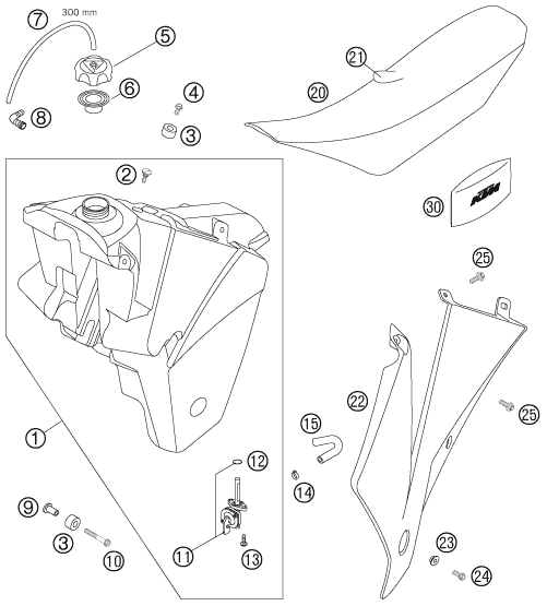 Sprängskiss: Tank, Seat – KTM 450 SXS 2006