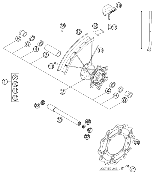Sprängskiss: Front Wheel – KTM 250 SXS 2006