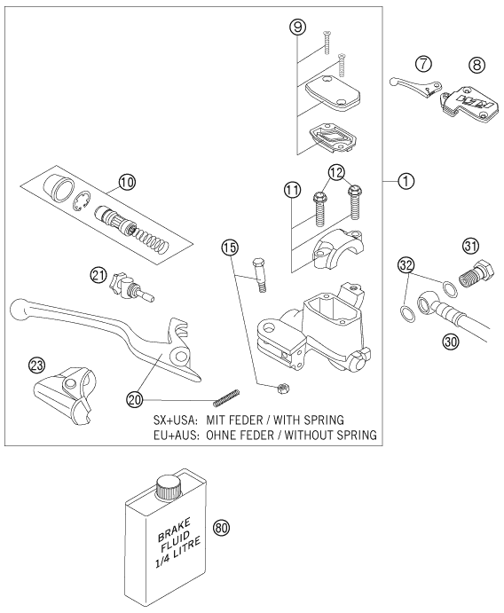Sprängskiss: Front Brake Control – KTM 450 SXS 2006