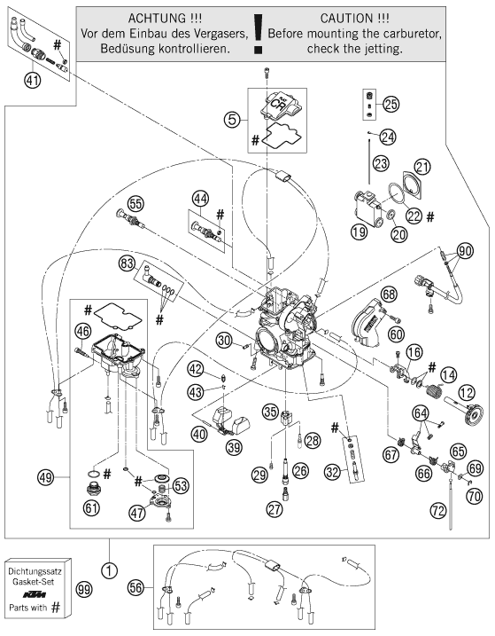 Sprängskiss: Carburetor – KTM 450 SXS 2006
