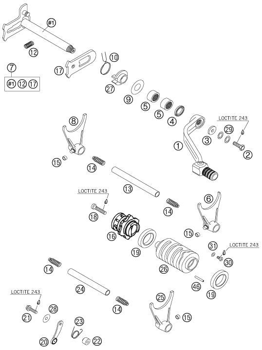 Sprängskiss: Shifting Mechanism – KTM 450 SXS 2006