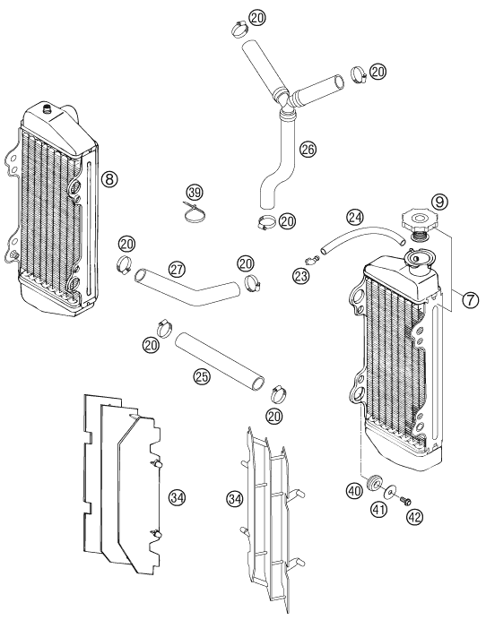 Sprängskiss: Cooling System – KTM 250 SXS 2006