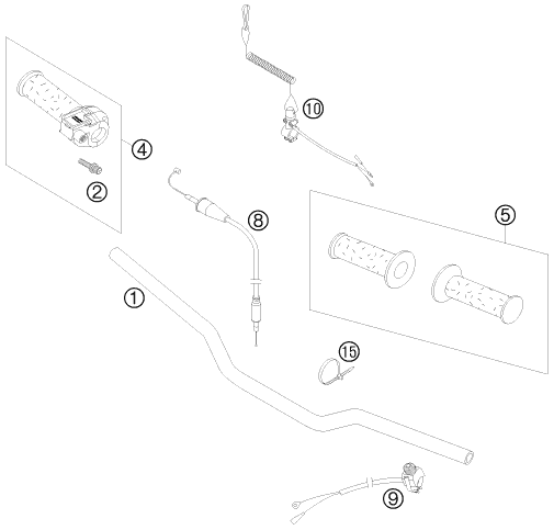 Sprängskiss: Handlebar, Controls – KTM 50 SX JUNIOR 2007