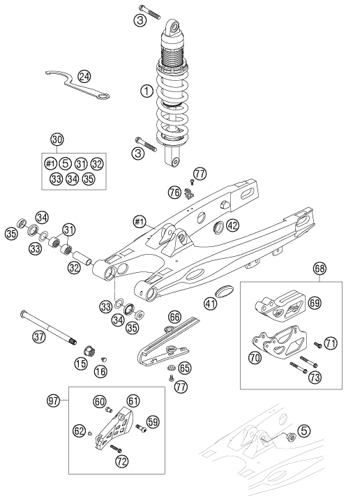 Sprängskiss: Swing Arm – KTM 105 SX 2007