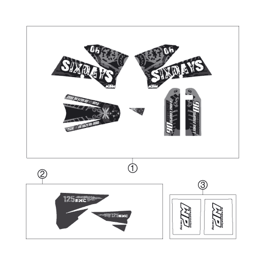 Sprängskiss: Decal – KTM 125 EXC SIX-DAYS 2007