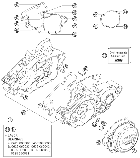 Sprängskiss: Engine Case – KTM 144 SX 2007