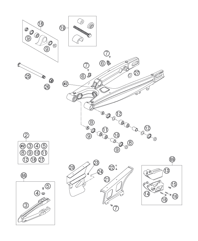 Sprängskiss: Swing Arm – KTM 200 EXC 2007