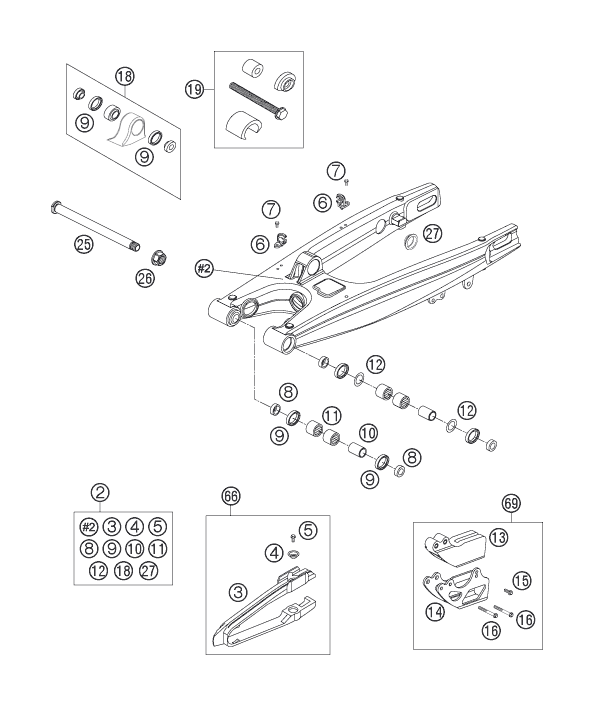 Sprängskiss: Swing Arm – KTM 200 XC 2007