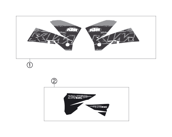 Sprängskiss: Decal – KTM 200 EXC 2007