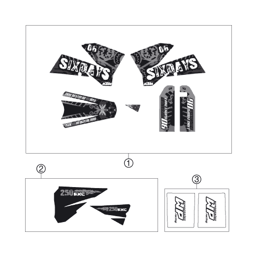 Sprängskiss: Decal – KTM 250 EXC SIX-DAYS 2007