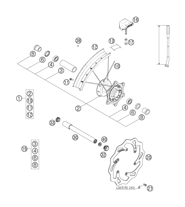 Sprängskiss: Front Wheel – KTM 200 EXC 2007