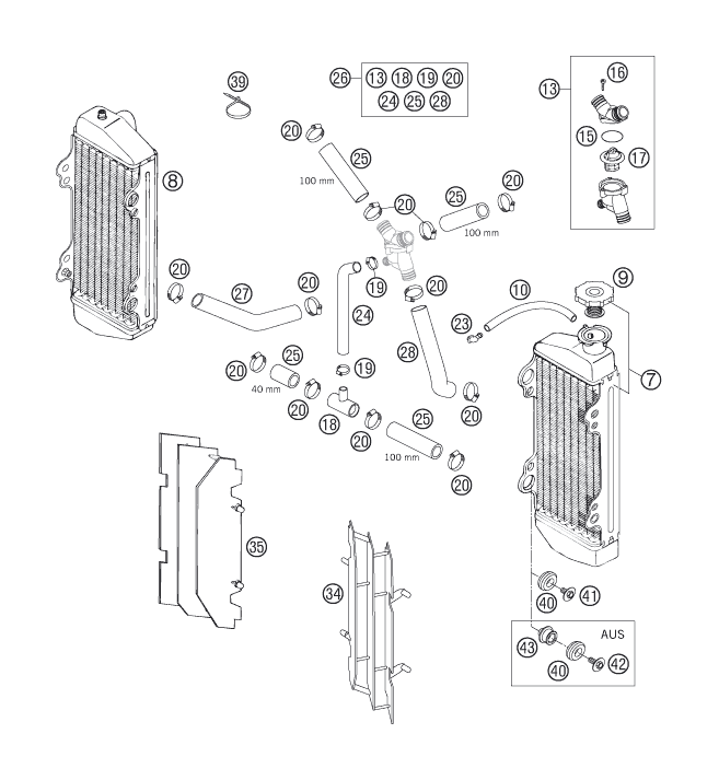 Sprängskiss: Cooling System – KTM 200 EXC 2007