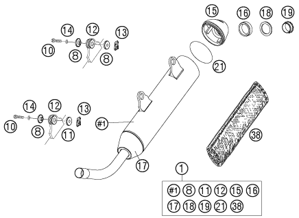 Sprängskiss: Main Silencer – KTM 250 SX 2007