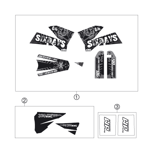 Sprängskiss: Decal – KTM 300 EXC SIX-DAYS 2007