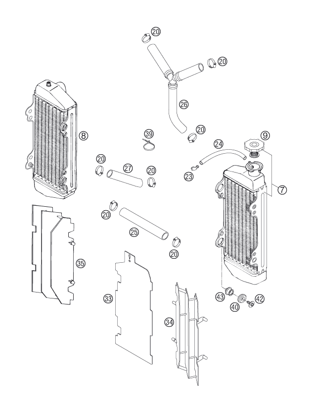 Sprängskiss: Cooling System – KTM 200 XC 2007