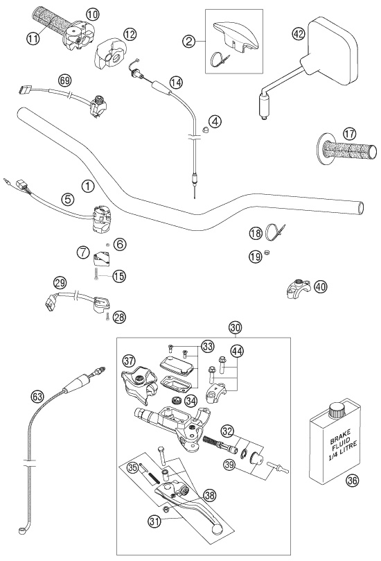 Sprängskiss: Handlebar, Controls – KTM 300 EXC-E 2007