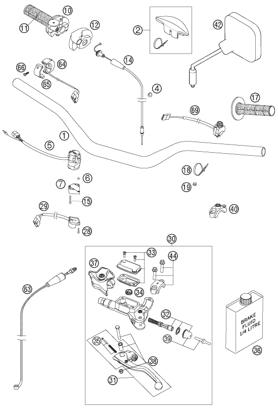 Sprängskiss: Handlebar, Controls – KTM 300 EXC-E 2007