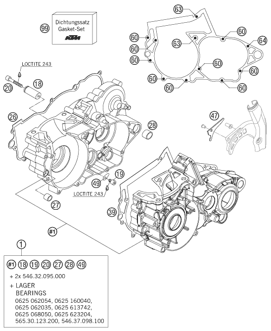 Sprängskiss: Engine Case – KTM 300 EXC-E 2007
