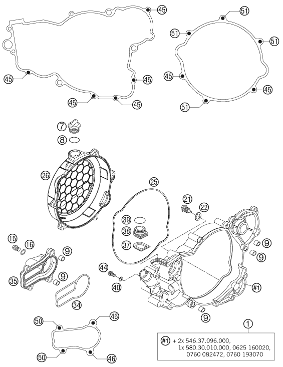 Sprängskiss: Clutch Cover – KTM 300 EXC-E 2007