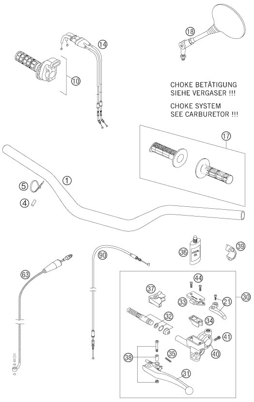Sprängskiss: Handlebar, Controls – KTM 625 SXC 2007