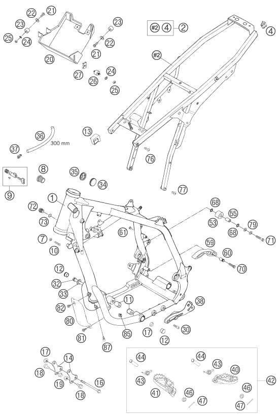 Sprängskiss: Frame – KTM 625 SXC 2007