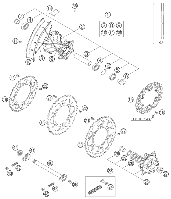 Sprängskiss: Rear Wheel – KTM 625 SXC 2007