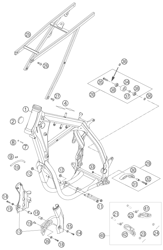 Sprängskiss: Frame – KTM 525 XC 2007