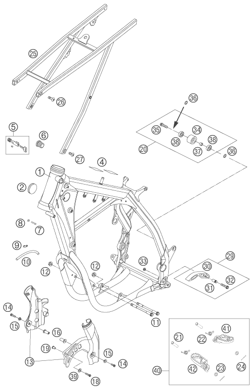 Sprängskiss: Frame – KTM 450 EXC RACING 2007