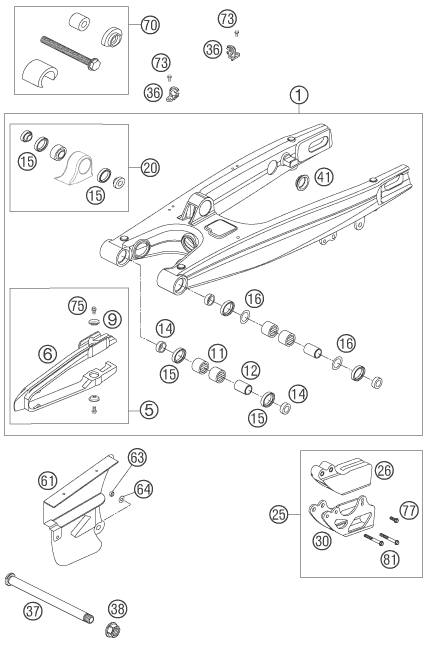 Sprängskiss: Swing Arm – KTM 525 XC 2007