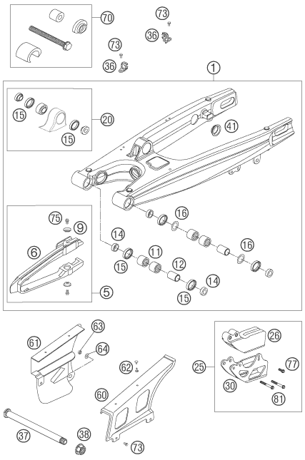 Sprängskiss: Swing Arm – KTM 450 EXC RACING 2007