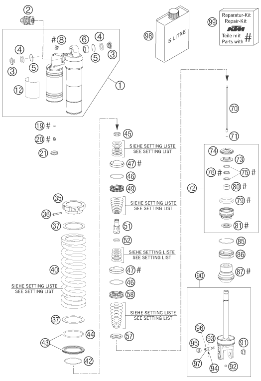 Sprängskiss: Shock Absorber Disassembled – KTM 250 SX-F 2007