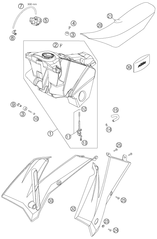 Sprängskiss: Tank, Seat – KTM 450 EXC RACING 2007