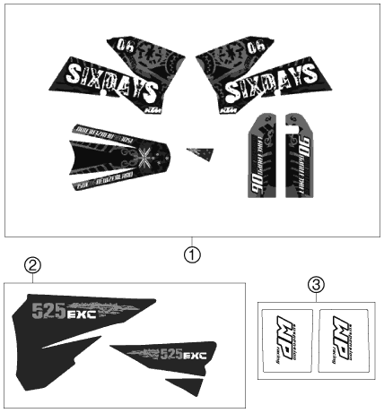 Sprängskiss: Decal – KTM 525 EXC RACING SIX-DAYS 2007