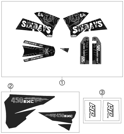 Sprängskiss: Decal – KTM 450 EXC RACING SIX-DAYS 2007