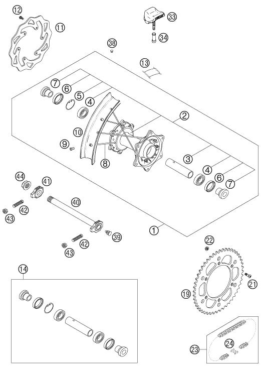 Sprängskiss: Rear Wheel – KTM 250 EXC SIX-DAYS 2007