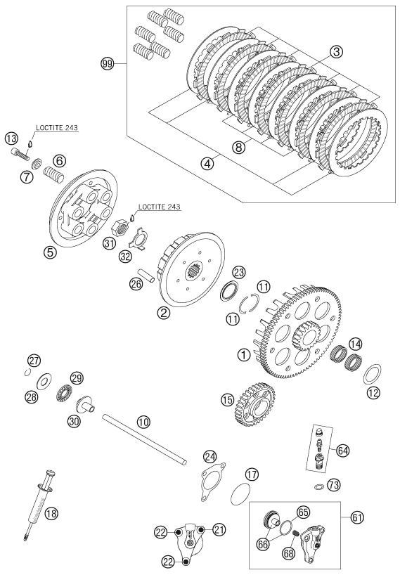 Sprängskiss: Clutch – KTM 525 EXC