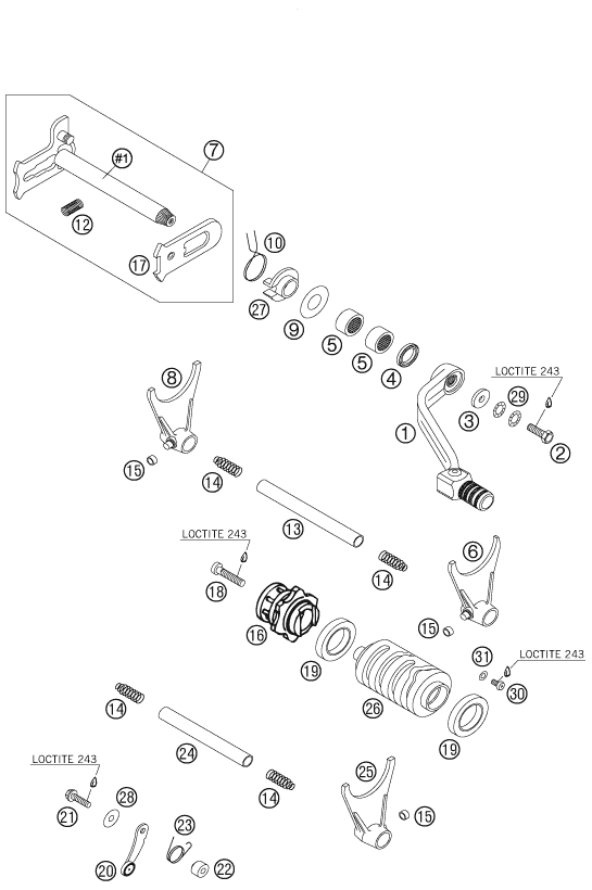 Sprängskiss: Shifting Mechanism – KTM 525 XC 2007