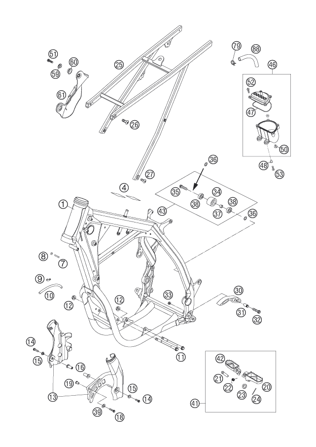 Sprängskiss: Frame – KTM 560 SMR 2007