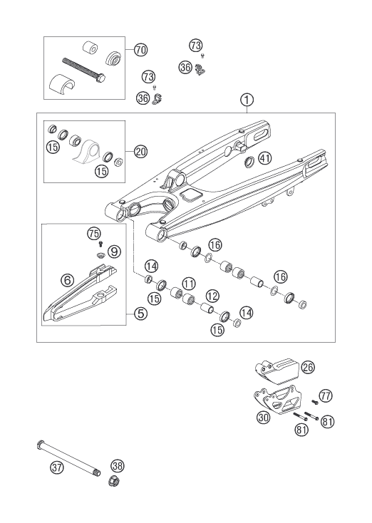 Sprängskiss: Swing Arm – KTM 560 SMR 2007