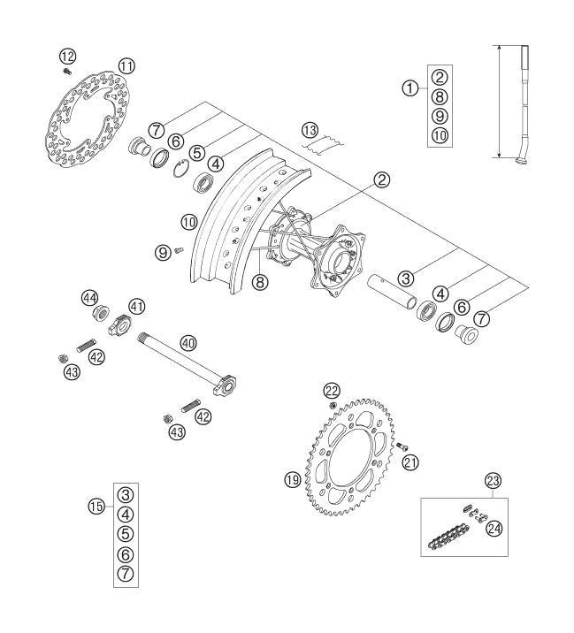 Sprängskiss: Rear Wheel – KTM 560 SMR 2007