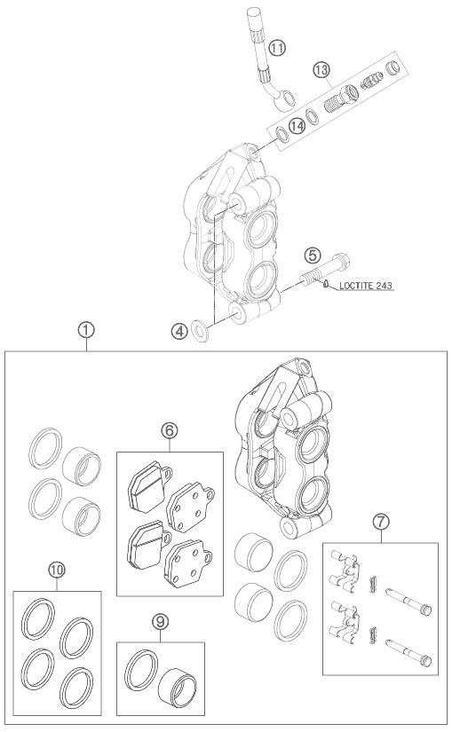 Sprängskiss: Front Brake Caliper – KTM 560 SMR 2007