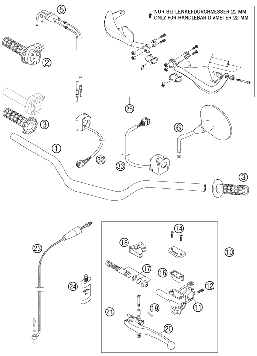 Sprängskiss: Handlebar, Controls – KTM 990 ADVENTURE S 2007