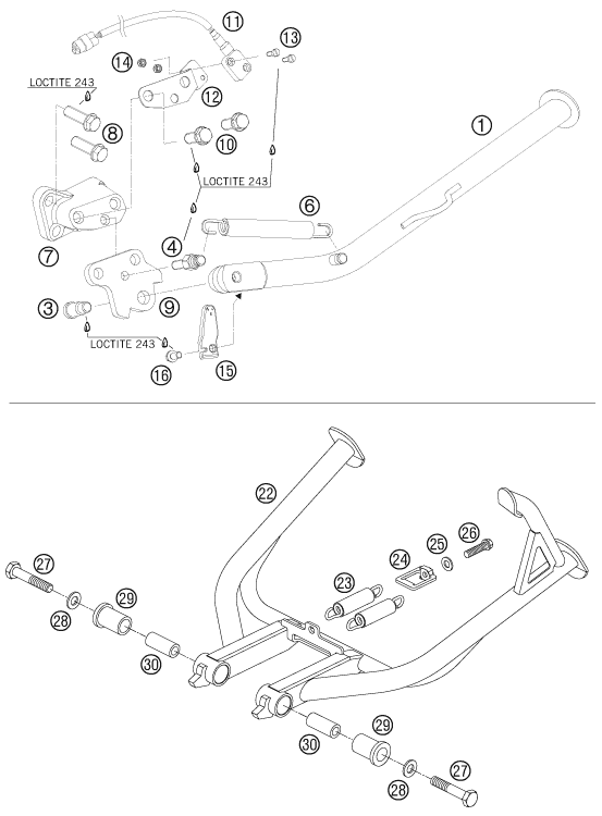 Sprängskiss: Side / Center Stand – KTM 990 ADVENTURE S 2007
