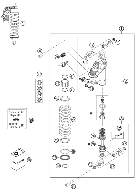 Sprängskiss: Shock Absorber – KTM 990 ADVENTURE S 2007