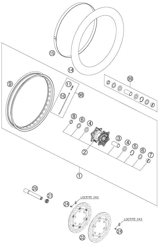 Sprängskiss: Front Wheel – KTM 990 ADVENTURE S 2007