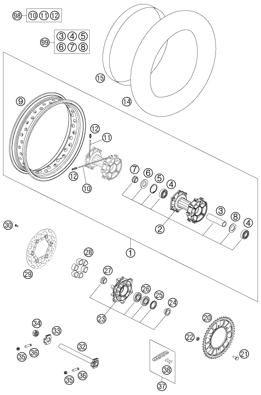 Sprängskiss: Rear Wheel – KTM 990 ADVENTURE S 2007