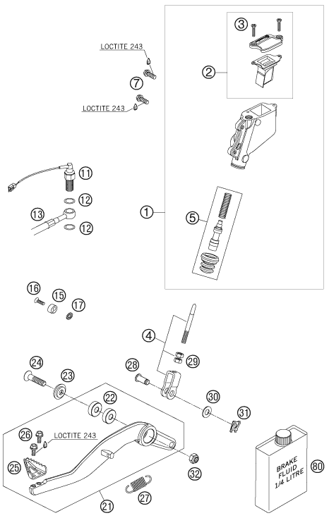 Sprängskiss: Rear Brake Control – KTM 990 ADVENTURE BLACK ABS 07
